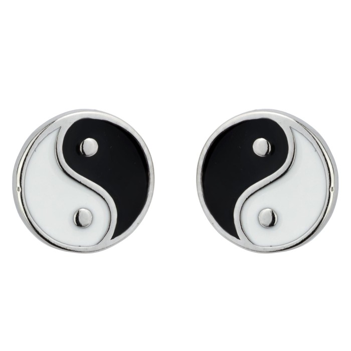 SREBRNE RODOWANE KOLCZYKI YIN YANG 925