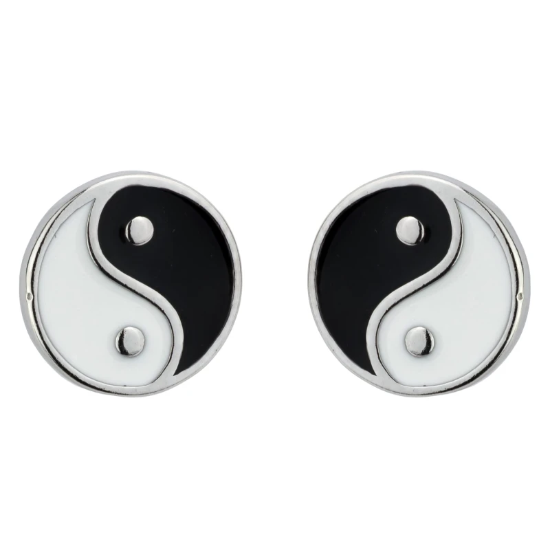 SREBRNE RODOWANE KOLCZYKI YIN YANG 925