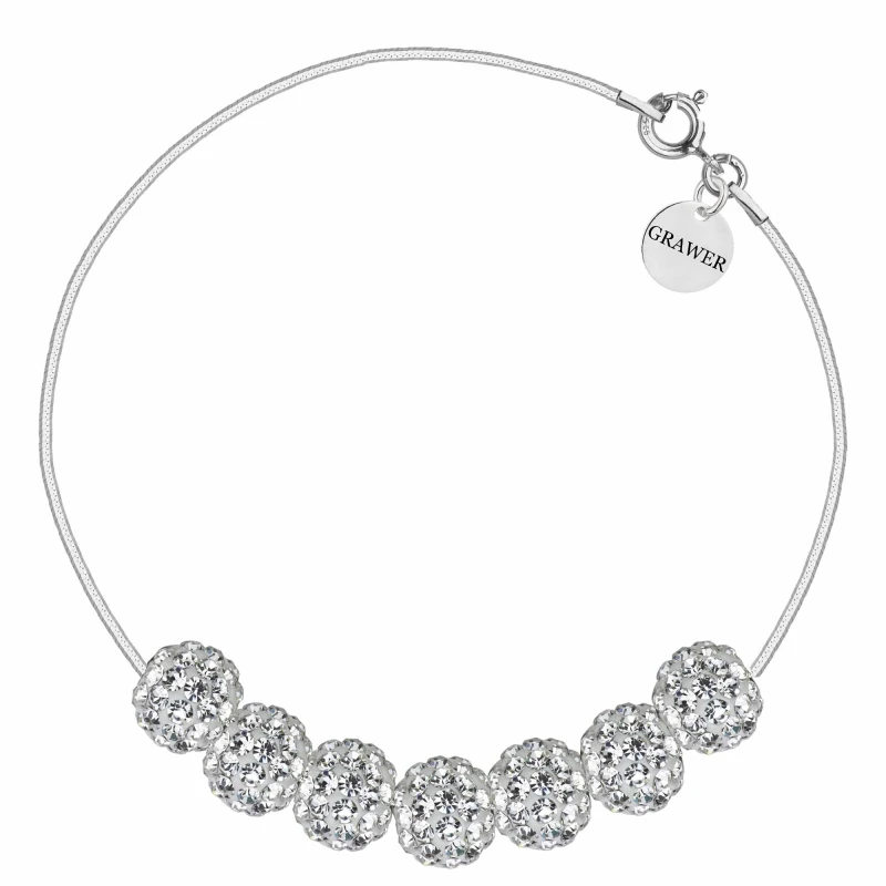 SREBRNA BRANSOLETKA LINKA DUŻE KULKI PEŁNE CYRKONII 925 – 0,9MM
