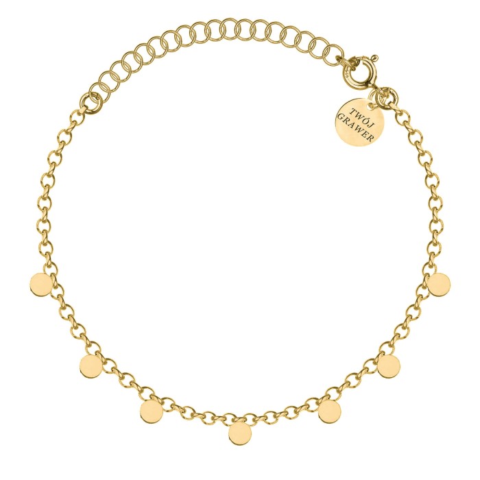 SREBRNA POZŁACANA BRANSOLETKA ANKIER Z DROBNYMI OKRĄGŁYMI OGNIWAMI 925 585 – 1MM
