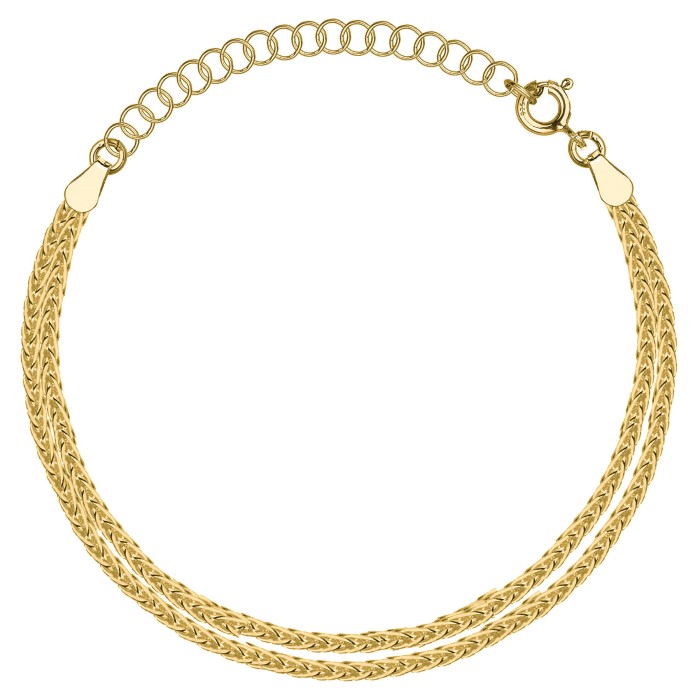 SREBRNA POZŁACANA BRANSOLETKA PODWÓJNY LISI OGON 925 585 – 3,1MM