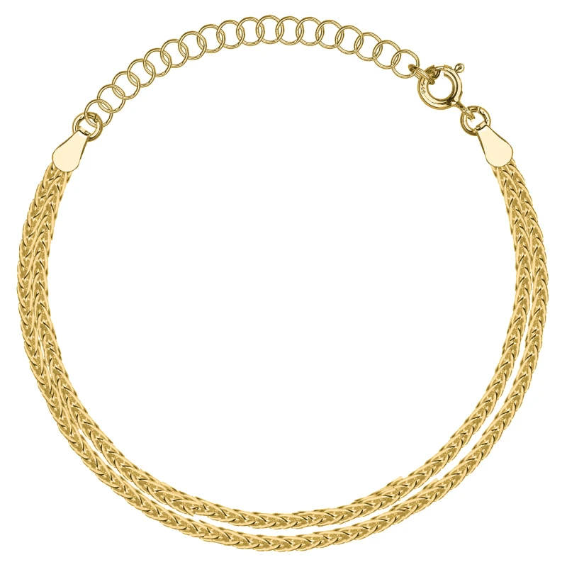 SREBRNA POZŁACANA BRANSOLETKA PODWÓJNY LISI OGON 925 585 – 3,1MM