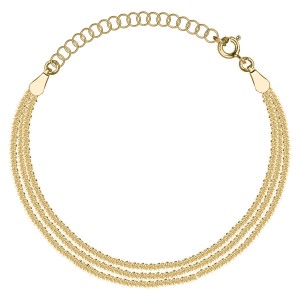 SREBRNA POZŁACANA BRANSOLETKA Z DELIKATNYM POTRÓJNYM ŁAŃCUSZKIEM 925 585 – 4,2MM