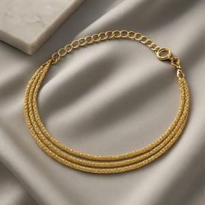 SREBRNA POZŁACANA BRANSOLETKA Z DELIKATNYM POTRÓJNYM ŁAŃCUSZKIEM 925 585 – 4,2MM