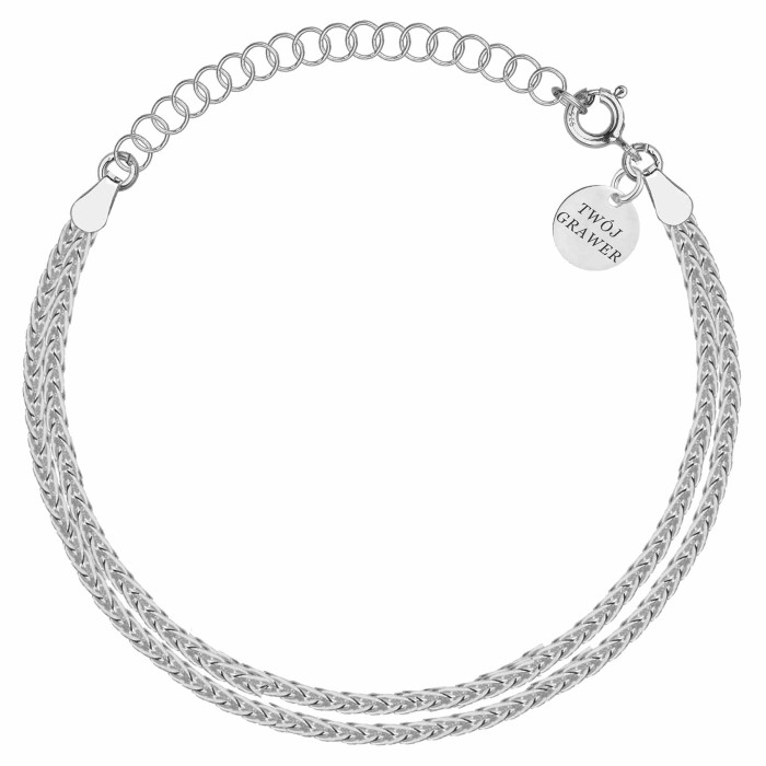 SREBRNA RODOWANA BRANSOLETKA PODWÓJNY LISI OGON 925 – 3,1MM