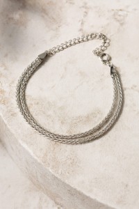 SREBRNA RODOWANA BRANSOLETKA PODWÓJNY LISI OGON 925 – 3,1MM