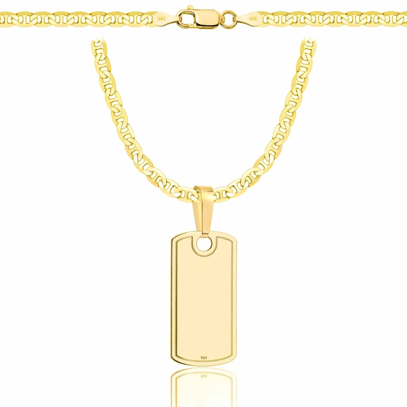 SREBRNY POZŁACANY ŁAŃCUSZEK GUCCI Z NIEŚMIERTELNIKIEM 925 585 - 3,5MM