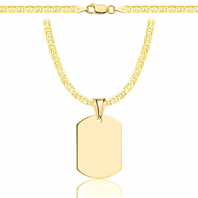 SREBRNY POZŁACANY ŁAŃCUSZEK GUCCI Z NIEŚMIERTELNIKIEM 925 585 - 3,5MM