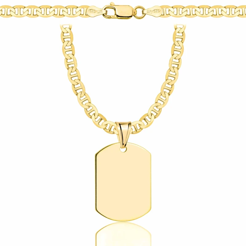 SREBRNY POZŁACANY ŁAŃCUSZEK GUCCI Z NIEŚMIERTELNIKIEM 925 585 - 4,5MM