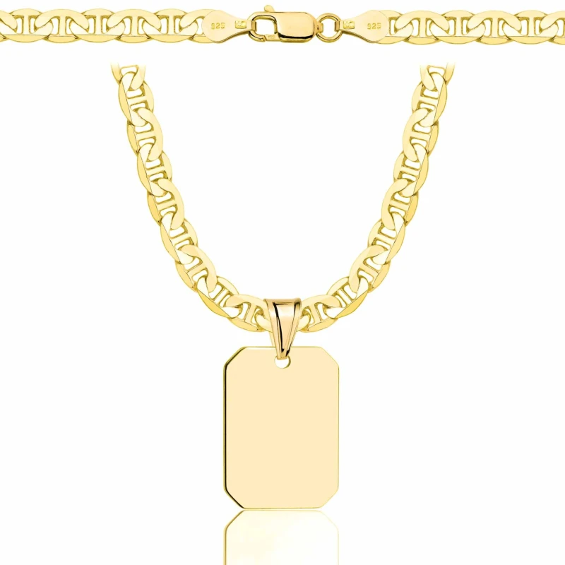 SREBRNY POZŁACANY ŁAŃCUSZEK GUCCI Z NIEŚMIERTELNIKIEM 925 585 - 5,5MM