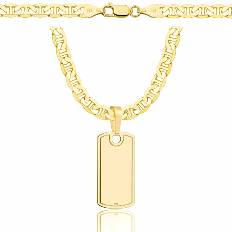 SREBRNY POZŁACANY ŁAŃCUSZEK GUCCI Z NIEŚMIERTELNIKIEM 925 585 - 5,5MM