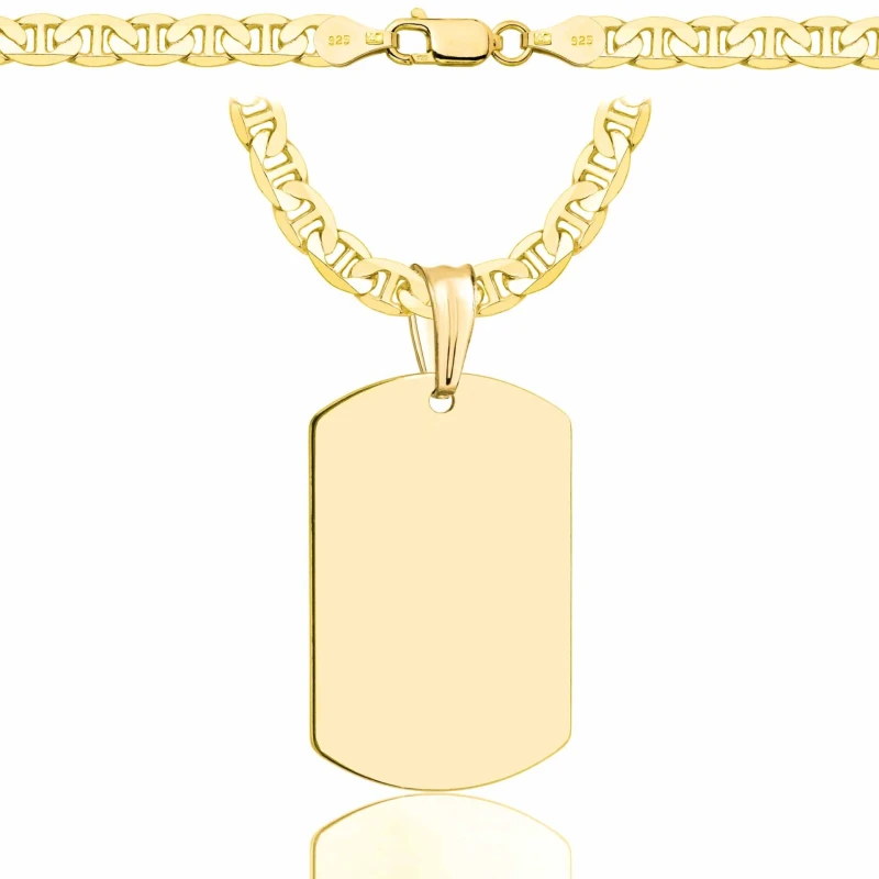 SREBRNY POZŁACANY ŁAŃCUSZEK GUCCI Z NIEŚMIERTELNIKIEM 925 585 - 5,5MM