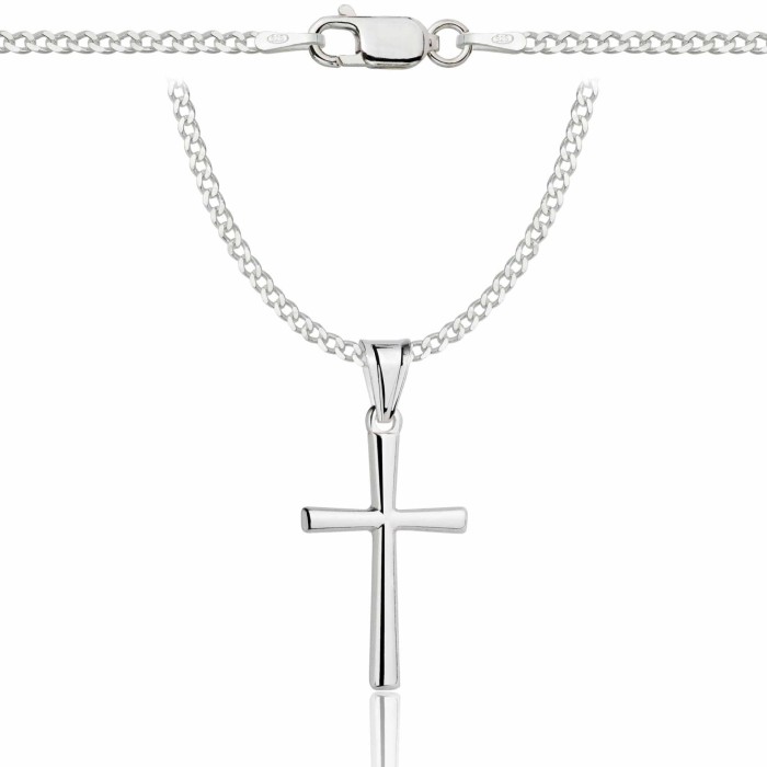 SREBRNY ŁAŃCUSZEK PANCERKA Z KRZYŻYKIEM 925 - 2MM