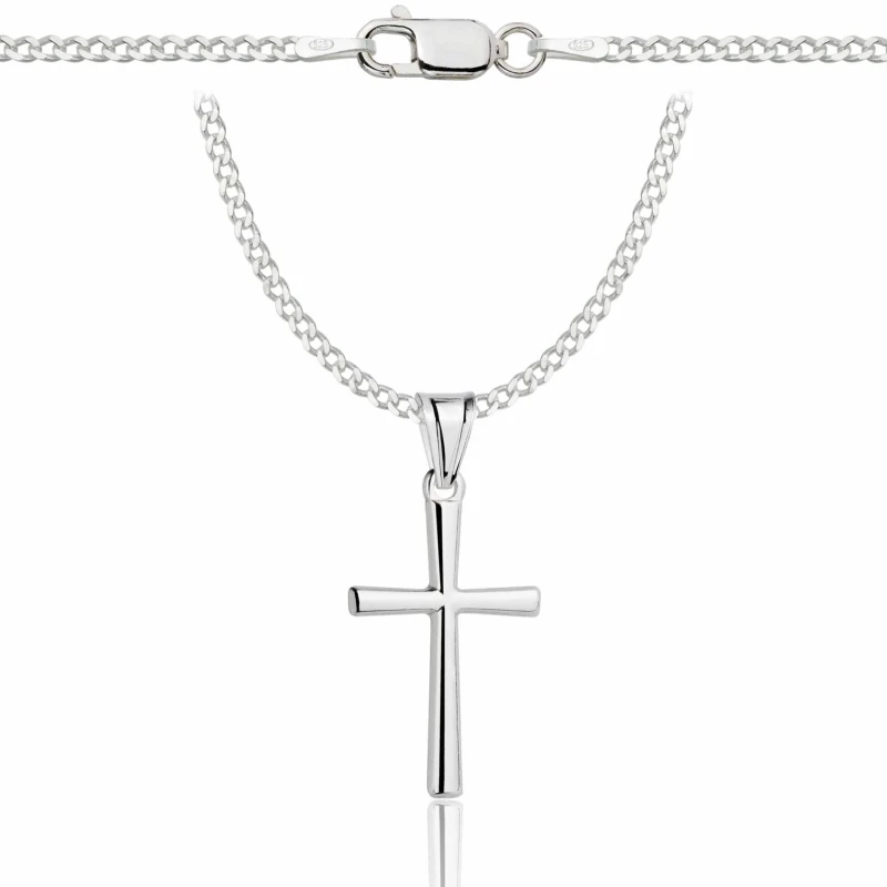 SREBRNY ŁAŃCUSZEK PANCERKA Z KRZYŻYKIEM 925 - 2MM