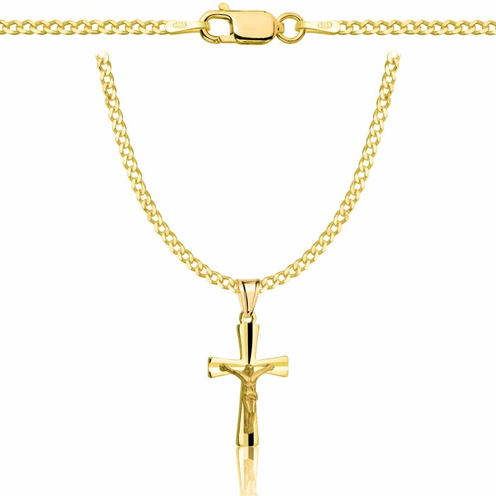 POZŁACANY SREBRNY ŁAŃCUSZEK PANCERKA Z KRZYŻYKIEM 925 585 - 2MM