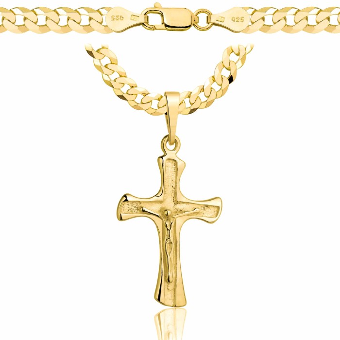 POZŁACANY SREBRNY ŁAŃCUSZEK PANCERKA Z KRZYŻYKIEM 925 585 - 5,6MM