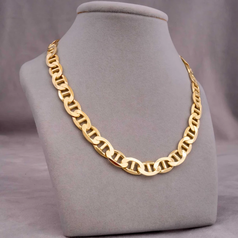 POZŁACANY SREBRNY ŁAŃCUSZEK GUCCI 925 585 - 8MM