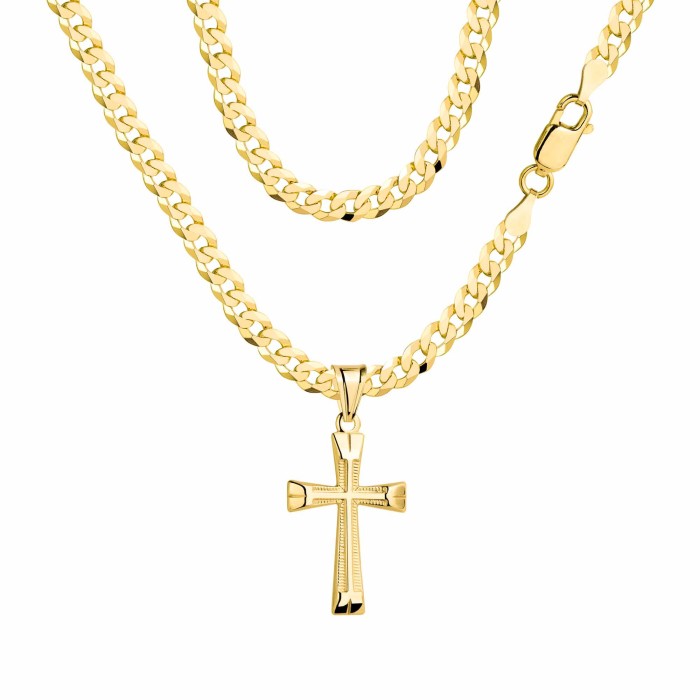 POZŁACANY SREBRNY ŁAŃCUSZEK PANCERKA Z KRZYŻYKIEM 925 585 - 3,8MM