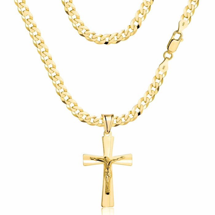 POZŁACANY SREBRNY ŁAŃCUSZEK PANCERKA Z KRZYŻYKIEM 925 585 - 3,8MM