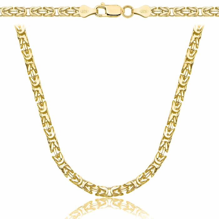 POZŁACANY SREBRNY ŁAŃCUSZEK KRÓLEWSKI 925 585 - 3MM