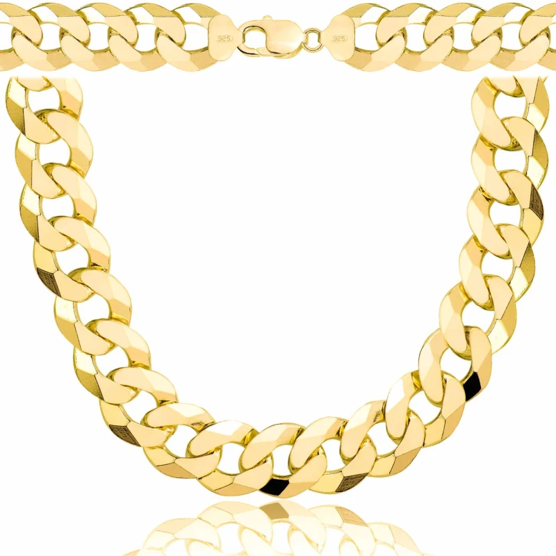 POZŁACANY SREBRNY ŁAŃCUSZEK PANCERKA 925 585 - 14,3MM