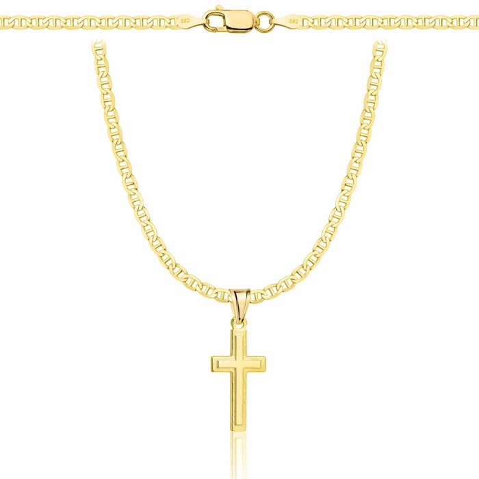 POZŁACANY SREBRNY ŁAŃCUSZEK GUCCI Z KRZYŻYKIEM 925 585 - 2,6MM