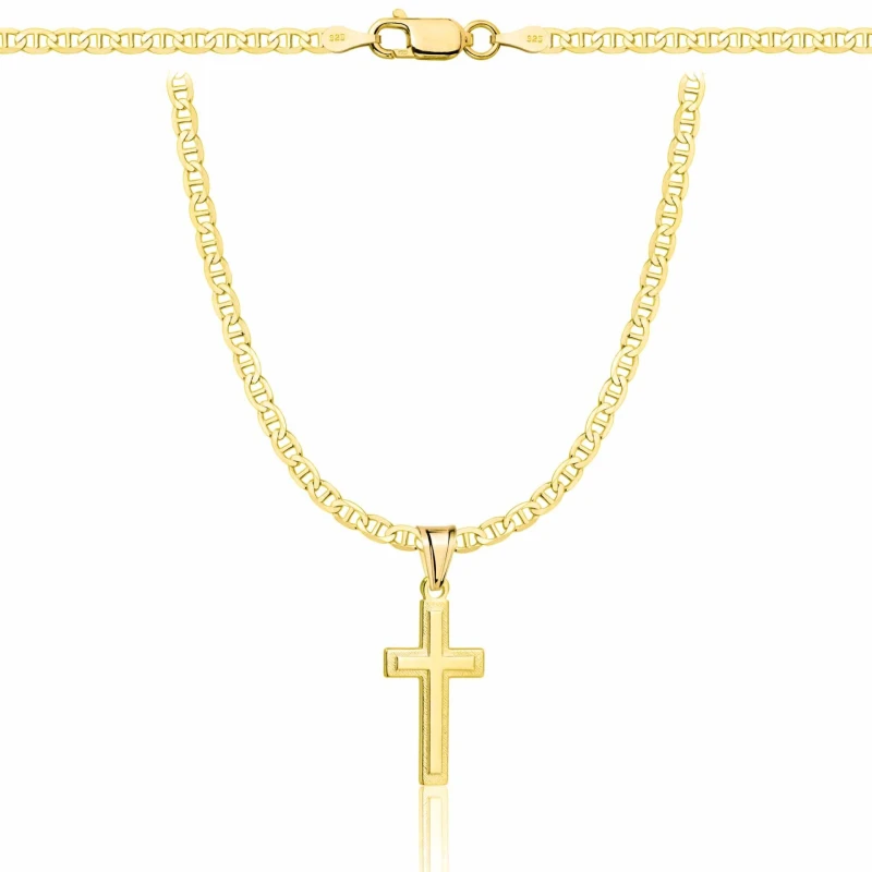 POZŁACANY SREBRNY ŁAŃCUSZEK GUCCI Z KRZYŻYKIEM 925 585 - 2,6MM