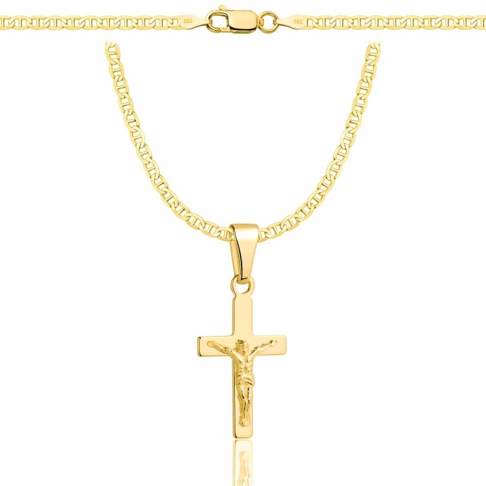POZŁACANY SREBRNY ŁAŃCUSZEK GUCCI Z KRZYŻYKIEM 925 585 - 2,6MM