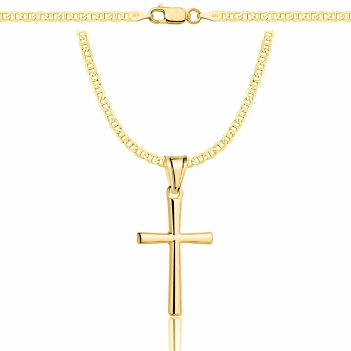 POZŁACANY SREBRNY ŁAŃCUSZEK GUCCI Z KRZYŻYKIEM 925 585 - 2,6MM