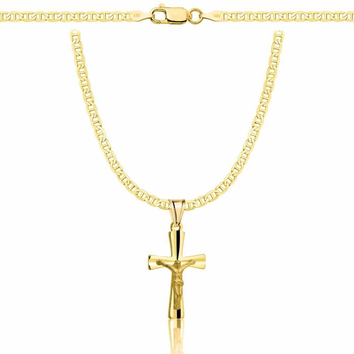 POZŁACANY SREBRNY ŁAŃCUSZEK GUCCI Z KRZYŻYKIEM 925 585 - 2,6MM