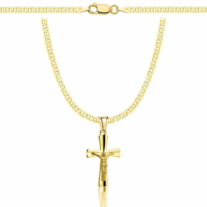 POZŁACANY SREBRNY ŁAŃCUSZEK GUCCI Z KRZYŻYKIEM 925 585 - 2,6MM