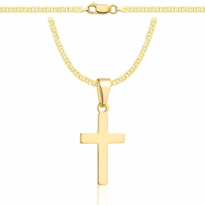 POZŁACANY SREBRNY ŁAŃCUSZEK GUCCI Z KRZYŻYKIEM 925 585 - 2,6MM