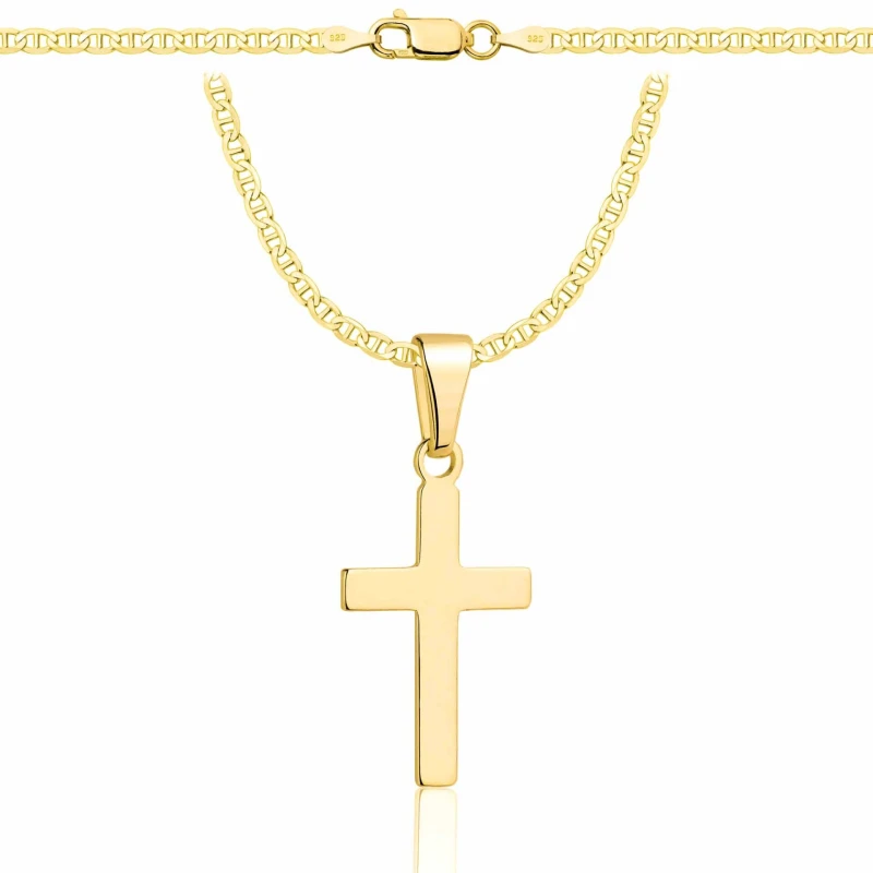 POZŁACANY SREBRNY ŁAŃCUSZEK GUCCI Z KRZYŻYKIEM 925 585 - 2,6MM