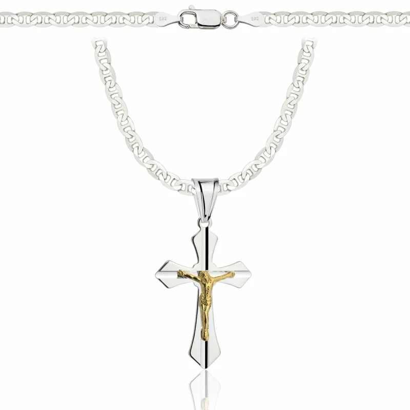 SREBRNY ŁAŃCUSZEK GUCCI Z KRZYŻYKIEM 925 - 3,5MM