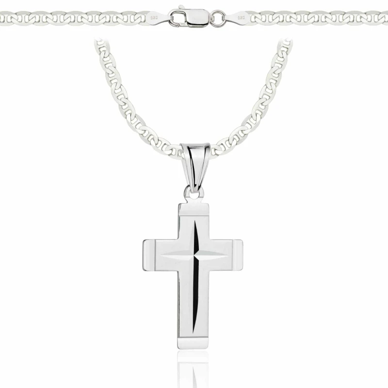 SREBRNY ŁAŃCUSZEK GUCCI Z KRZYŻYKIEM 925 - 3,5MM