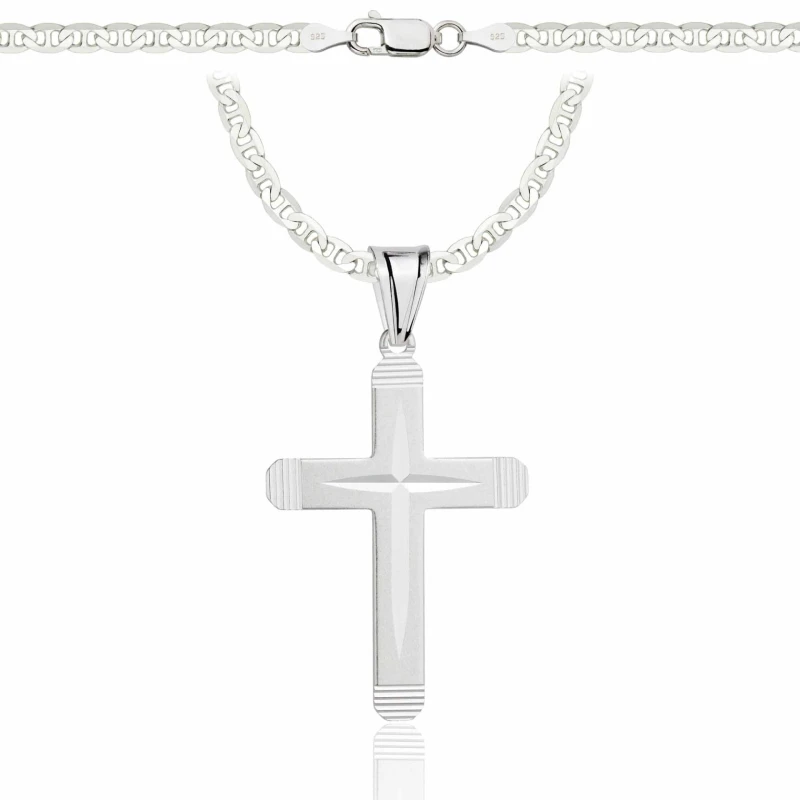SREBRNY ŁAŃCUSZEK GUCCI Z KRZYŻYKIEM 925 - 3,5MM