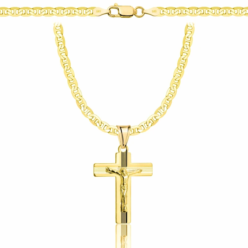 POZŁACANY SREBRNY ŁAŃCUSZEK GUCCI Z KRZYŻYKIEM 925 585 - 3,5MM