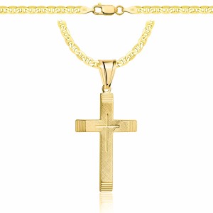POZŁACANY SREBRNY ŁAŃCUSZEK GUCCI Z KRZYŻYKIEM 925 585 - 3,5MM