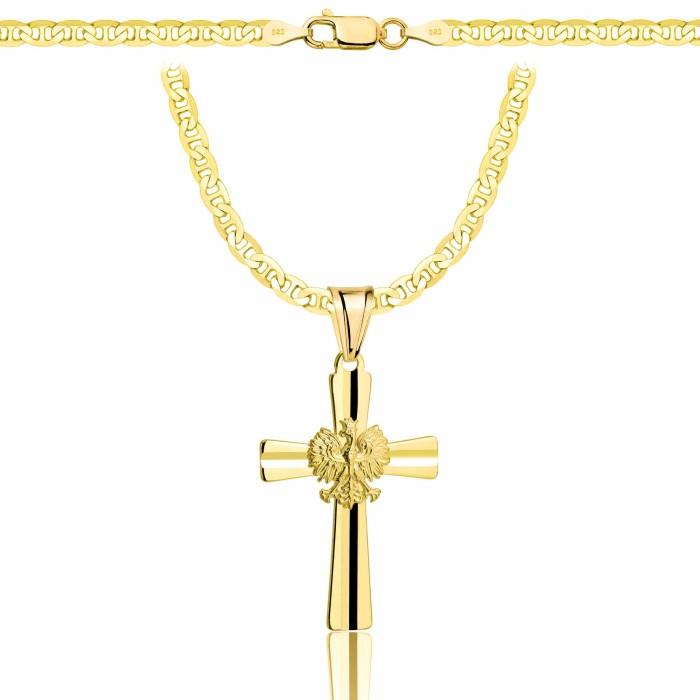 POZŁACANY SREBRNY ŁAŃCUSZEK GUCCI Z KRZYŻYKIEM 925 585 - 3,5MM