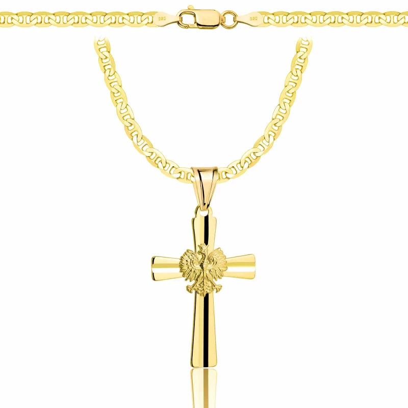 POZŁACANY SREBRNY ŁAŃCUSZEK GUCCI Z KRZYŻYKIEM 925 585 - 3,5MM