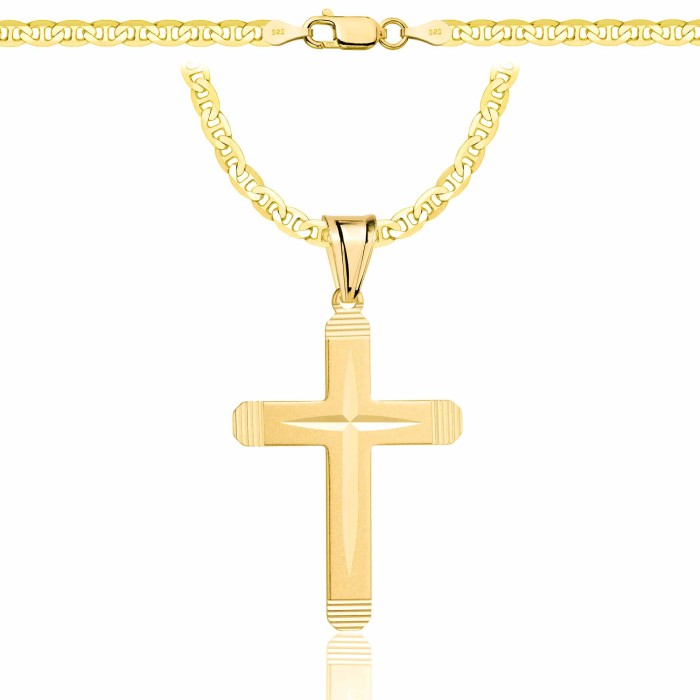 POZŁACANY SREBRNY ŁAŃCUSZEK GUCCI Z KRZYŻYKIEM 925 585 - 3,5MM