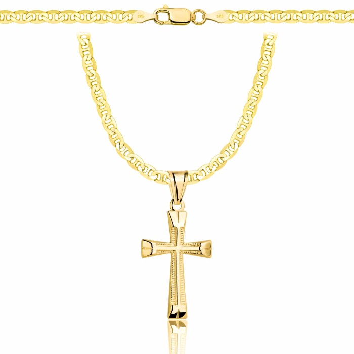 POZŁACANY SREBRNY ŁAŃCUSZEK GUCCI Z KRZYŻYKIEM 925 585 - 3,5MM