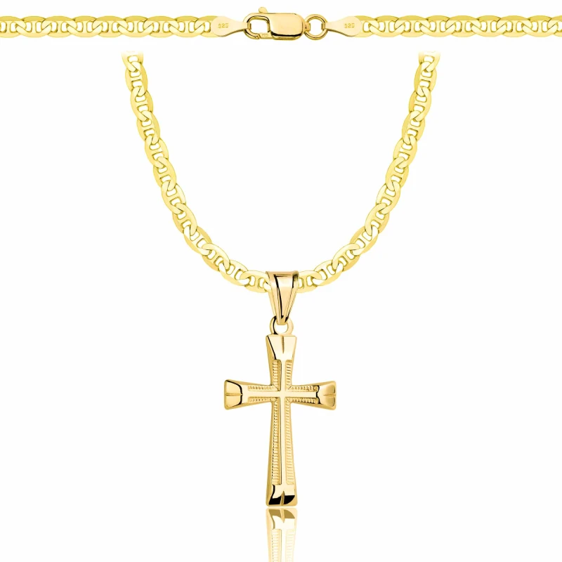 POZŁACANY SREBRNY ŁAŃCUSZEK GUCCI Z KRZYŻYKIEM 925 585 - 3,5MM