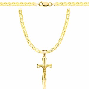 POZŁACANY SREBRNY ŁAŃCUSZEK GUCCI Z KRZYŻYKIEM 925 585 - 3,5MM