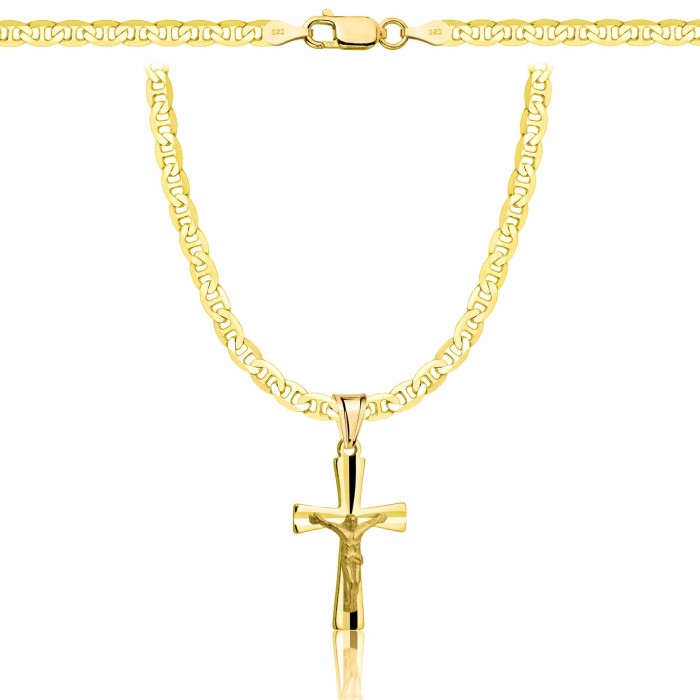 POZŁACANY SREBRNY ŁAŃCUSZEK GUCCI Z KRZYŻYKIEM 925 585 - 3,5MM