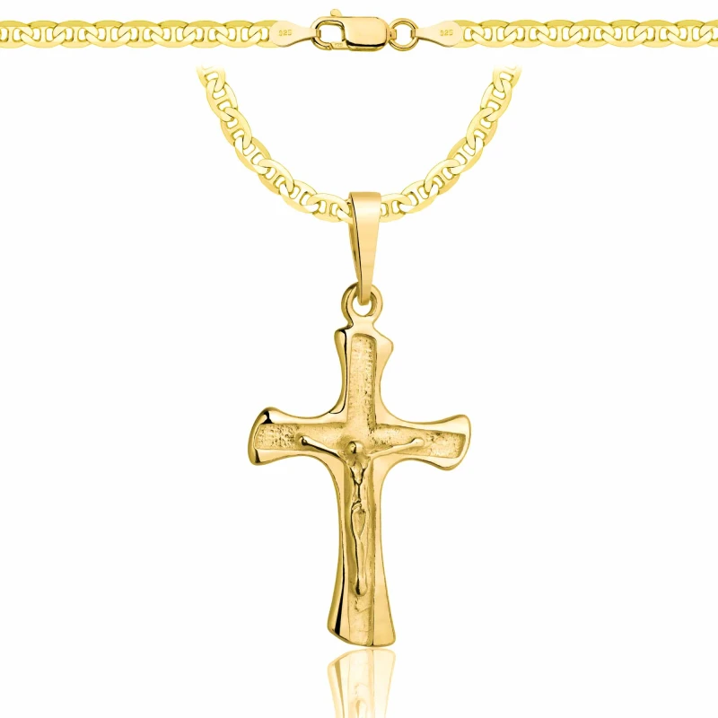 POZŁACANY SREBRNY ŁAŃCUSZEK GUCCI Z KRZYŻYKIEM 925 585 - 3,5MM