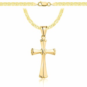 POZŁACANY SREBRNY ŁAŃCUSZEK GUCCI Z KRZYŻYKIEM 925 585 - 3,5MM