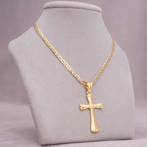 POZŁACANY SREBRNY ŁAŃCUSZEK GUCCI Z KRZYŻYKIEM 925 585 - 3,5MM