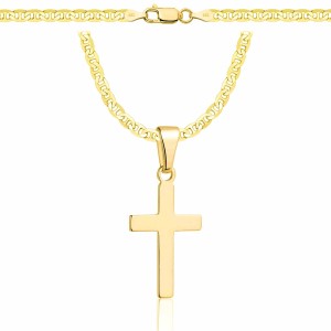 POZŁACANY SREBRNY ŁAŃCUSZEK GUCCI Z KRZYŻYKIEM 925 585 - 3,5MM