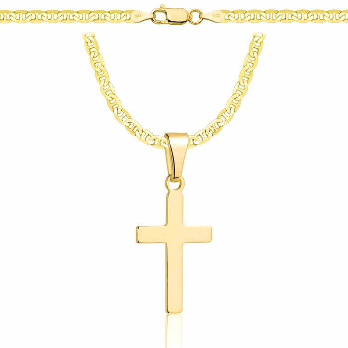 POZŁACANY SREBRNY ŁAŃCUSZEK GUCCI Z KRZYŻYKIEM 925 585 - 3,5MM